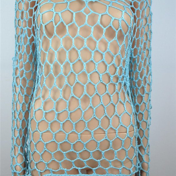 Bold Fishnet Crochet Bikini Cover Up Swim Dress - Picture 3 of 5